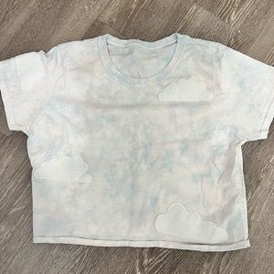 One of a kind cloud tie-dyed CROPPED T-shirt